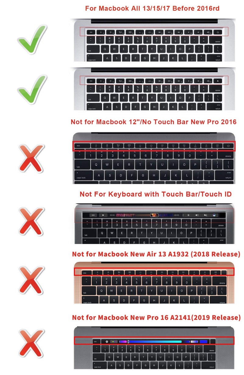 HRH English Silicone Keyboard Cover Skin for MacBook Air 13,for MacBook Pro 13/15/17 (with or w/Out Retina Display,2015 or Older Version),for iMac Older EU Layout Keyboard Protector-Black - Image 2